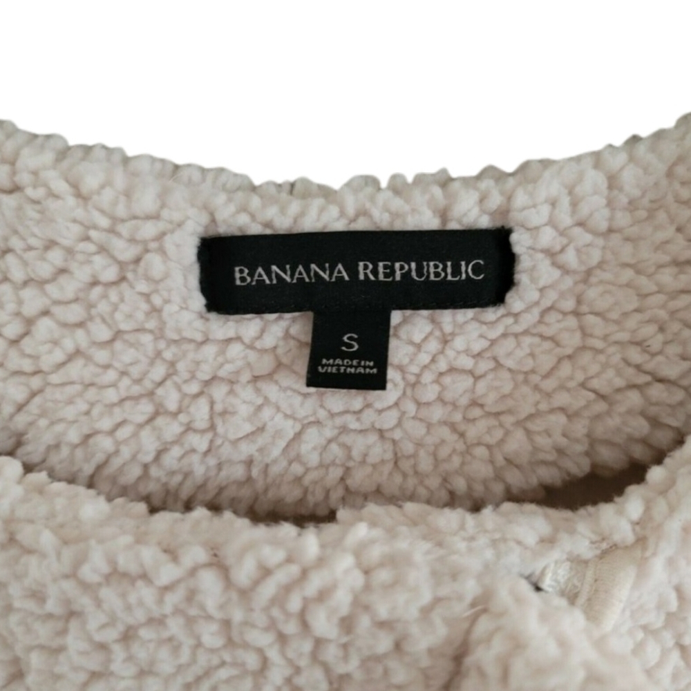 Banana Republic Jacket S Small Beige Faux Sherpa - Picture 6 of 7